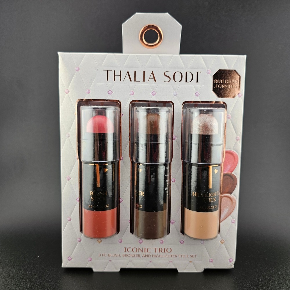 Thalia Sodi Iconic Trio Blush Bronzer Highlighter Stick Set‎ Buildable Makeup